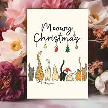 Cartão de Natal Meowy com envelope - Cartão festivo para amantes de gatos com 6 gatos adoráveis com chapéus de Papai Noel e decoração natalina, interior em branco personalizável para mensagens, perfeito para amigos e familiares, papelaria sazonal, ilustração divertida, impressão de alta qualidade, "Donos de animais de estimação" (11 cm x 16 cm) Cartão de presente de Natal "Um presente adequado para todos Um cartão adequado para presentear colegas - multicolorido - Ver 9