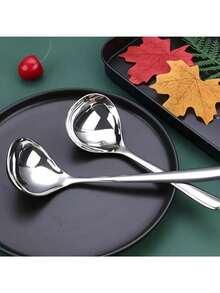 6pcs Stainless Steel Spoons With Thick And Long Handles, Suitable For Scooping Various Delicacies Such As Soup And Hot Pot. They Are Perfect For Gatherings And Parties - 6件 - 查看 2