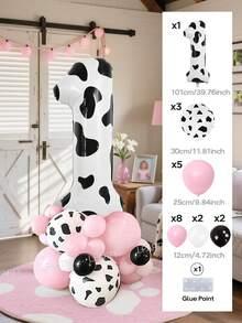 102pcs/21pcs Pink Cowgirl Theme Balloon Arch And Garland Set, 40 Inch Cow Print Balloons (Numbers 0-9), Cowboy Hat/Cowboy Boot Balloons, Farm Theme Birthday Party Decoration, Cream Print Latex Balloons, Farm/Barn Party, Baby Shower - Multicolor - View 18