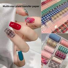 10色蕾丝花朵美甲贴纸，DIY哥特暗黑美甲贴花转印箔，新年郁金香星空美甲贴纸，适合美甲沙龙和个人使用，盒装美甲装饰（不含胶水），是送给女性和女孩的理想美甲配件礼物。 - 彩色 - 查看 23