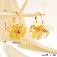 A Pair Of Brave 14g Gold Plated Double Layer Hollow Earrings - Vintage Style, Suitable For Daily Wear Or Parties, Versatile Accessories |   Vintage Atmosphere |   Copper Earrings, Innovative Earrings - Vàng - Xem 5