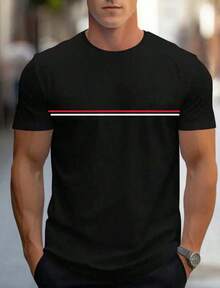 Men's Crew Neck Summer T-Shirt Regular Fit None - 黑色 - 查看 1