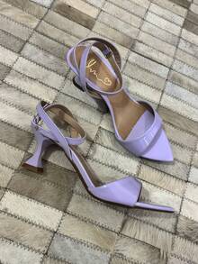 Low Heel Sandal With Leaf Toe - Lila Púrpura - Ver 2