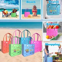 CSjihua Women's Beach Bag, EVA Beach Rubber Tote - Durable, Lightweight, Fade-Resistant, Suitable For The Beach, Pool, Boat, Shopping, Sports, Easy To Clean, Sturdy And Durable, Beach Accessory | Colorful Beach Bag | Lightweight Bag - 彩色 - 查看 8