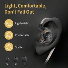 KZ EDX PRO In Ear Monitor Headphones IEM Earphones With 1DD, HiFi Deep Bass IEM For Gaming, Wired Gaming Earbuds With 10mm Dynamic Driver Detachable Cable For Video Music Black, Without Mic - 深色+無麥克風+無麥克風 - 查看 4