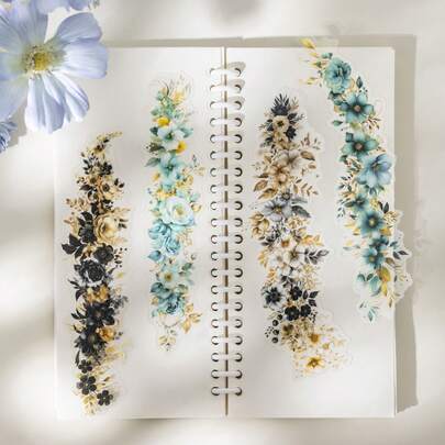 10pcs/Pack Watercolor Floral Theme Stickers, Creative Aesthetic Sticker Decals, DIY Decorative Scrapbooking Craft Materials, Holiday Gifts, Personalized Scrapbook School Supplies Scrapbook Supplies Stationery