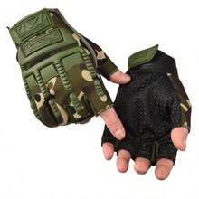 Guantes de ciclismo de montaña de medio dedo para hombre y mujer, guantes de fitness, guantes de competición, con almohadillas - guantes de ciclismo antideslizantes, dedos cortos, transpirables, guantes de senderismo de verano, motocicleta, ciclismo, escalada, senderismo, caza, ciclismo de carretera, ciclismo de montaña - Verde militar - Ver 2