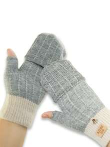 Luvas de Tricô para Escrita para Mulheres, Luvas Sem Dedos para Tela de Toque, Luvas Grossas e Quentes de Inverno para Estudantes, Ciclismo, Outono/Inverno