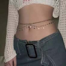 1 Exquisite Pentagram Sequin, Tassel Belt Chain Jewelry, Women's Beach Party Body Chain, Suitable For Beach Parties, Sexy Style, Shiny Style - 金色 - 查看 1