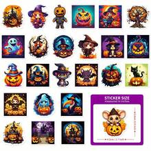 50pc New Scary Halloween Stickers With Black Faces, Featuring A Unique Pumpkin Halloween Sticker