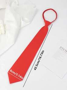 1pc Men's Adjustable Red Tie, Suitable For Groom, Best Man, Simple Solid Color Business Formal Tie