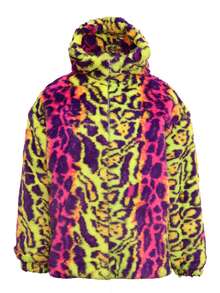 Men's Colorblock Fleece Hooded Short Jacket, Autumn/Winter