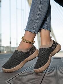 Women's Extra Wide Fit Pink Knit  Sneakers - Roomy Toe Box With Arch Support For Comfort Walking, Year-Round Wide Width Shoes For Women​ - Thẻ đen - Xem 3