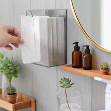 1pc Multi-Function Bathroom Tissue Paper Holder, No Drilling Wall-Mounted Transparent Tissue Box, Kitchen Paper Towel Dispenser - Multicolor - View 1