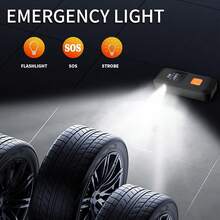 Car Accessory! 9-In-1 Jump Starter | 6000mAh Capacity + 150PSI Air Pump | USB Fast Charging + LED Lighting + Large Screen Display | Portable And Practical, An Daily Essential | Great Halloween Gift - Black - View 4