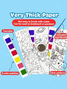 Libro para colorear con acuarelas incorporadas, que incluye papel para pintura con acuarelas y pincel, 12 páginas por libro. Regalo creativo de arte y manualidades para fiestas, estudiantes, artículos de papelería, útiles escolares, decoración navideña (los colores del pincel son aleatorios), artículos esenciales para volver a la escuela, rellenos para vacaciones