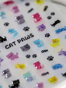 1 buc nou stil japonez drăguț jeleu Q-Pop pisică labă unghii autocolant, folosit pentru design drăguț stil de unghii, pisică labă unghii autocolant, impermeabil 3D jeleu cameră cort decorare autocolant, caiet autocolant pentru DIY gratuit