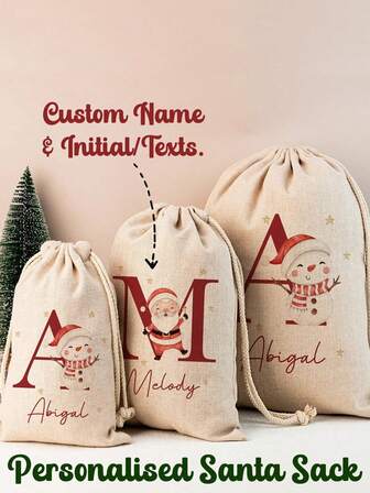 Personalized Santa Claus Gift Bag - Customized Christmas Gift Bag - Personalized Christmas Toy Bag - Initial Letter Santa Reindeer - Christmas Gifts. Christmas Gifts, Large Santa Claus Gift Bag, Christmas Stocking Gift Bag, Holiday Gift Bag