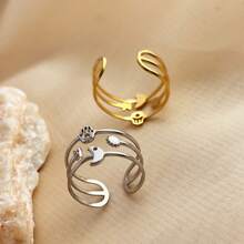 New 18K Stainless Steel Fashion Ring, The Opening Design Can Be Adjusted In Size - 15-prata - View 4