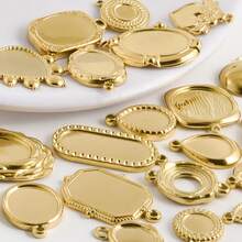 2 pezzi di ciondoli in acciaio inossidabile con forme assortite, inclusi rettangolo, ovale, goccia d'acqua, cuore, quadrato, per fai da te con resina, gocce d'olio, pietre, charms geometrici di alta qualità per la realizzazione di gioielli e decorazioni casual quotidiane