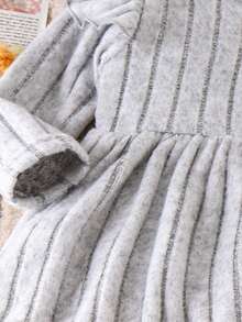 2 件套女婴休闲花卉 3D 盖袖上衣和打底裤套装，春秋 - 淺灰色 - 查看 5