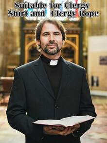 1pc Black Priest Clerical Collar Shirt, Clergy Attire Accessory Fake Collar