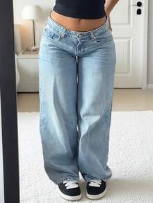 MYOURSA Low Rise Baggy Wide Leg Jeans Streetwear Casual Washed Vinatge Outfits