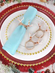 1/2/4pcs Christmas Deer Horn Napkin Rings, Christmas Hotel Dining Table Decor Napkin Holders, Christmas Deer Horn Napkin Paper Holders, Christmas Napkin Clips, Suitable For Christmas Party Dining Table Cloth Decoration