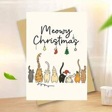 Cartão de Natal Meowy com envelope - Cartão festivo para amantes de gatos com 6 gatos adoráveis com chapéus de Papai Noel e decoração natalina, interior em branco personalizável para mensagens, perfeito para amigos e familiares, papelaria sazonal, ilustração divertida, impressão de alta qualidade, "Donos de animais de estimação" (11 cm x 16 cm) Cartão de presente de Natal "Um presente adequado para todos Um cartão adequado para presentear colegas - multicolorido - Ver 7