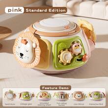 1pc Baby Lion Shaped Rattle Drum, Kaleidoscope, Shape Matching Early Educational Developmental Toy, For Daily Use