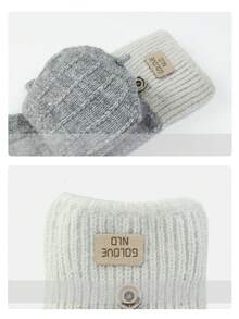 Luvas de Tricô para Escrita para Mulheres, Luvas Sem Dedos para Tela de Toque, Luvas Grossas e Quentes de Inverno para Estudantes, Ciclismo, Outono/Inverno