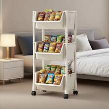 1pc Movable Utility Cart, Multi-Tier Storage Rack For Snacks, Fruits & Vegetables, Home/Kitchen Use