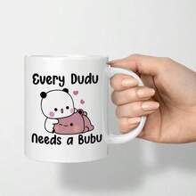 1件，330毫升DUDU&BUBU风格图案餐具杯，陶瓷杯，马克杯，咖啡杯，茶杯，抹茶杯，牛奶杯。有多种颜色可选，例如白色、黑色、粉色、黄色、蓝色、橙色、红色、绿色和热敏色。