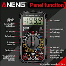 ANENG SZ308 Digital Multimeter, High Precision Electrical Maintenance Tester, Voltage Current Resistance Multifunction Meter, Battery Powered (Without Battery), ≤36V Operating Voltage, ABS Construction
