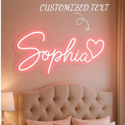 1 pieza Luz de neón personalizable y ajustable, decoración de luz de neón LED, adecuada para Navidad, Halloween, dormitorio, fiesta, regalo personalizado, accesorios de cocina, celebración de ceremonia de graduación, lámpara LED, decoración de habitación, decoración de fondo, gala urbana, decoración de moda