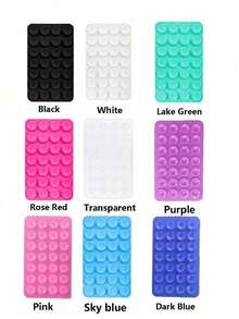 新款硅胶吸盘，方形双面手机吸盘支架，粘性手机壳支架，硅胶手机配件，兼容苹果和安卓手机，免提镜，淋浴手机支架，带震动功能，方便视频和自拍，通用充电器吸盘手机壳 - 彩色 - 查看 6