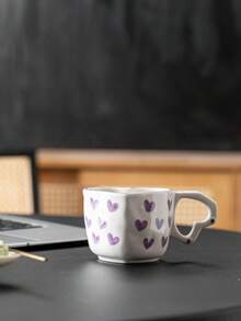 1 件流行手绘心形马克杯，创意心形手柄陶瓷杯，可爱拿铁咖啡杯适合家庭、牛奶、早餐、聚会、下午茶、浪漫情侣、独特女孩杯 - 彩色 - 查看 13