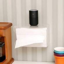 1pc Multi-Function Bathroom Tissue Paper Holder, No Drilling Wall-Mounted Transparent Tissue Box, Kitchen Paper Towel Dispenser - Multicolor - View 4