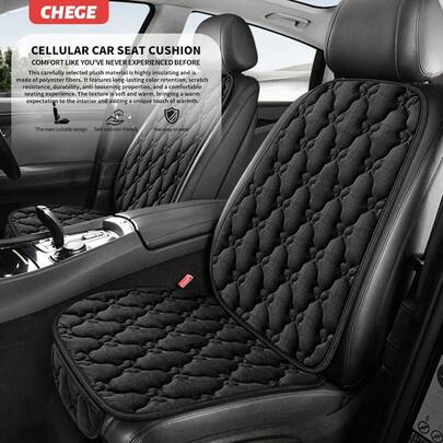 1 pièce Housse de siège de voiture en peluche pour l'automne et l'hiver avec poche de rangement, matériau doux et chaud en fourrure, confortable pour la conduite sur le siège avant, installation facile, convient à plusieurs modèles toute l'année