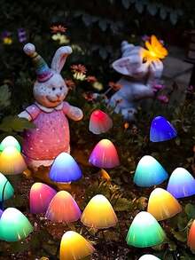 1Set, Solar Mushroom Lights 10 LED, Solar Patio Light With Remote Control, Solar Fairy Lights For Garden Yard Porch Wedding Party Decoration Valentine's Day Party Gift - Multicolor - View 9