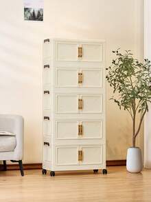 1 szt. 50 cm/19,69 cala szerokości składana szafka do przechowywania, szafa do przechowywania, składana szafa z podwójnymi drzwiami, 1-6 warstw (opcjonalnie), pogrubiona szafka do przechowywania z podwójnymi drzwiami i kółkami, regał do przechowywania w domu, nie wymagający montażu, plastikowa składana szafka do przechowywania ubrań i zabawek