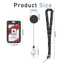 1 Stück (Abzeichenclip + Schlüsselband + Kartenhalter) stilvoller minimalistischer Lehrer-Ausweishalter mit drehbarem Clip, vielseitiges Design für Ärzte, Studenten, Büromitarbeiter, unisex, ideal als Geschenk zum Lehrertag (Schwarzes Leopardenmuster)