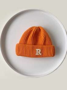 秋冬韩版儿童针织帽-男童/女童时尚字母毛线帽-中大童糖果色针织帽-适合3至8岁儿童 - 彩色 - 查看 10