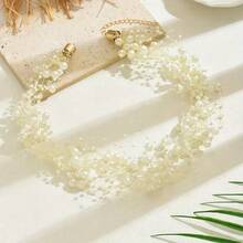 2pcs Set Of Fashionable French Elegant Faux Pearl Necklace And Bracelet, Suitable For Party, Gathering, Daily Matching, Women Jewelry Set Gift