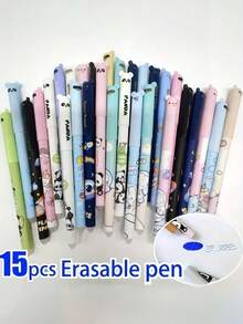 15 Stücke/Set auswischbare Kugelschreiber mit Tiermotiv, 0,5 mm Blautinte entfernbare Stifte, geeignet für Schüler Schulanfang