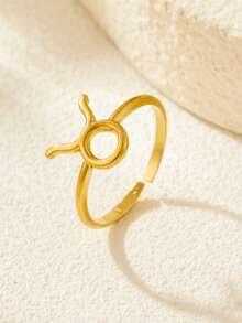 18K Gold Plated Stainless Steel Zodiac Ring, Luxury Jewelry Set With Gift Box, Suitable For Men And Women, Ideal For Daily Wear Or As A Gift For Girlfriend, Mother, Holiday