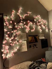 1Pc Cherry Blossom Branch LED Light, USB Powered 8 Flashing Modes, Soft & Bendable, Christmas Decorations Gifts, Suitable For Indoor And Outdoor,Living Room,Bedroom,Wall,Wedding Decoration,Party Atmosphere Lights, Valentine's Day,Birthday And Graduation Gifts