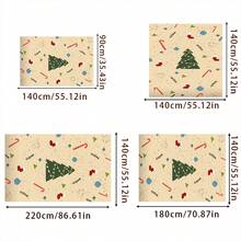 Față de masă din poliester ușor, cu model de pom de Crăciun, dreptunghiulară/pătrată, impermeabilă, anti-ride, pentru decorarea interiorului și exteriorului, dormitorului, băii, bucătăriei și sufrageriei, pentru cadouri de Crăciun, petrecere de ziua de naștere, decor de picnic de sărbători, toamna și iarna