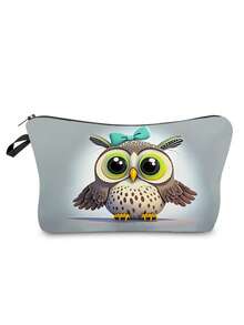 1 个猫头鹰、太阳和月亮图案化妆包，容量大，轻便，多用途，可折叠，拉链开合，适合日常使用和旅行，一份贴心的小礼物 - 彩色 - 查看 12