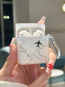 1套创意休闲涂鸦飞机航线适用苹果耳机保护壳 - 黑色 - 查看 3